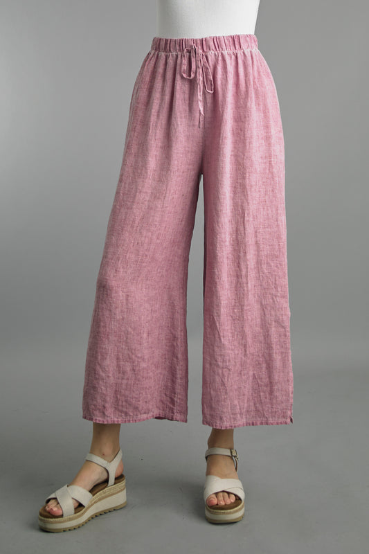 Tempo Paris Side Slit Wide Leg Linen Pants