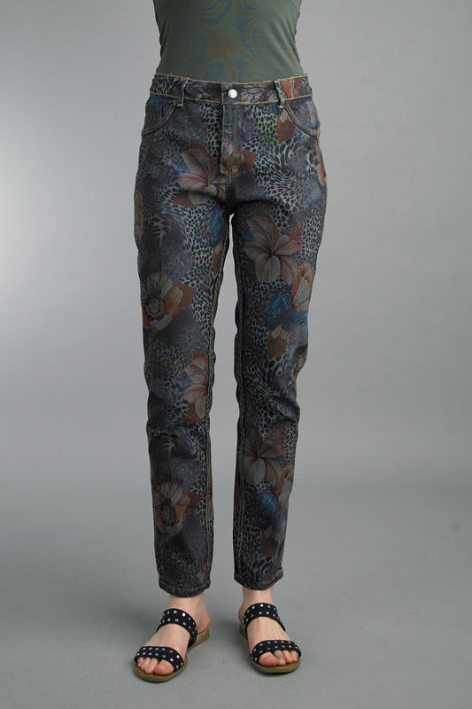 Tempo Navy Floral Reversible Pants