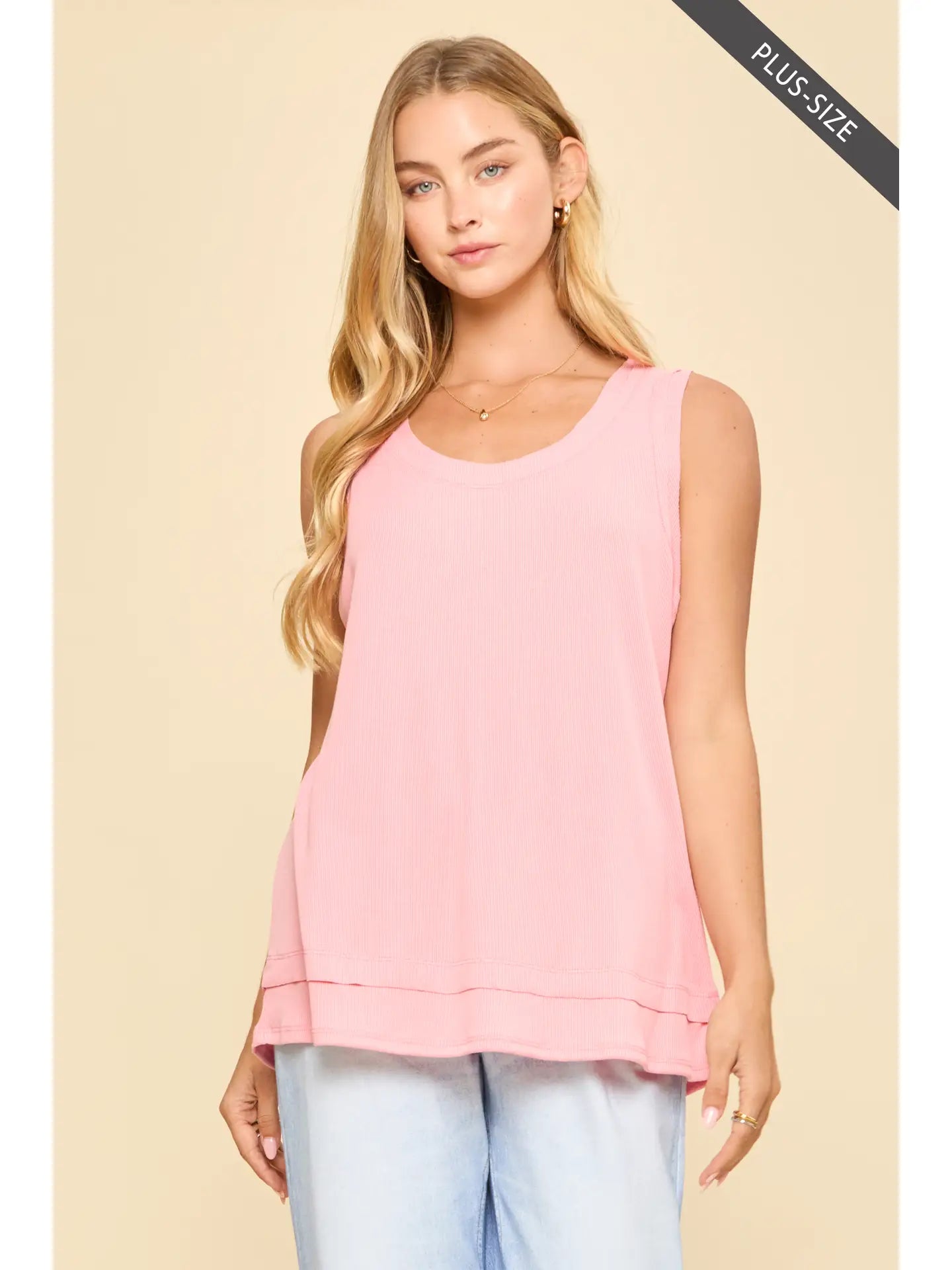 Andree By Unit  Plus Size Baby Ribbed Knit Tank Top