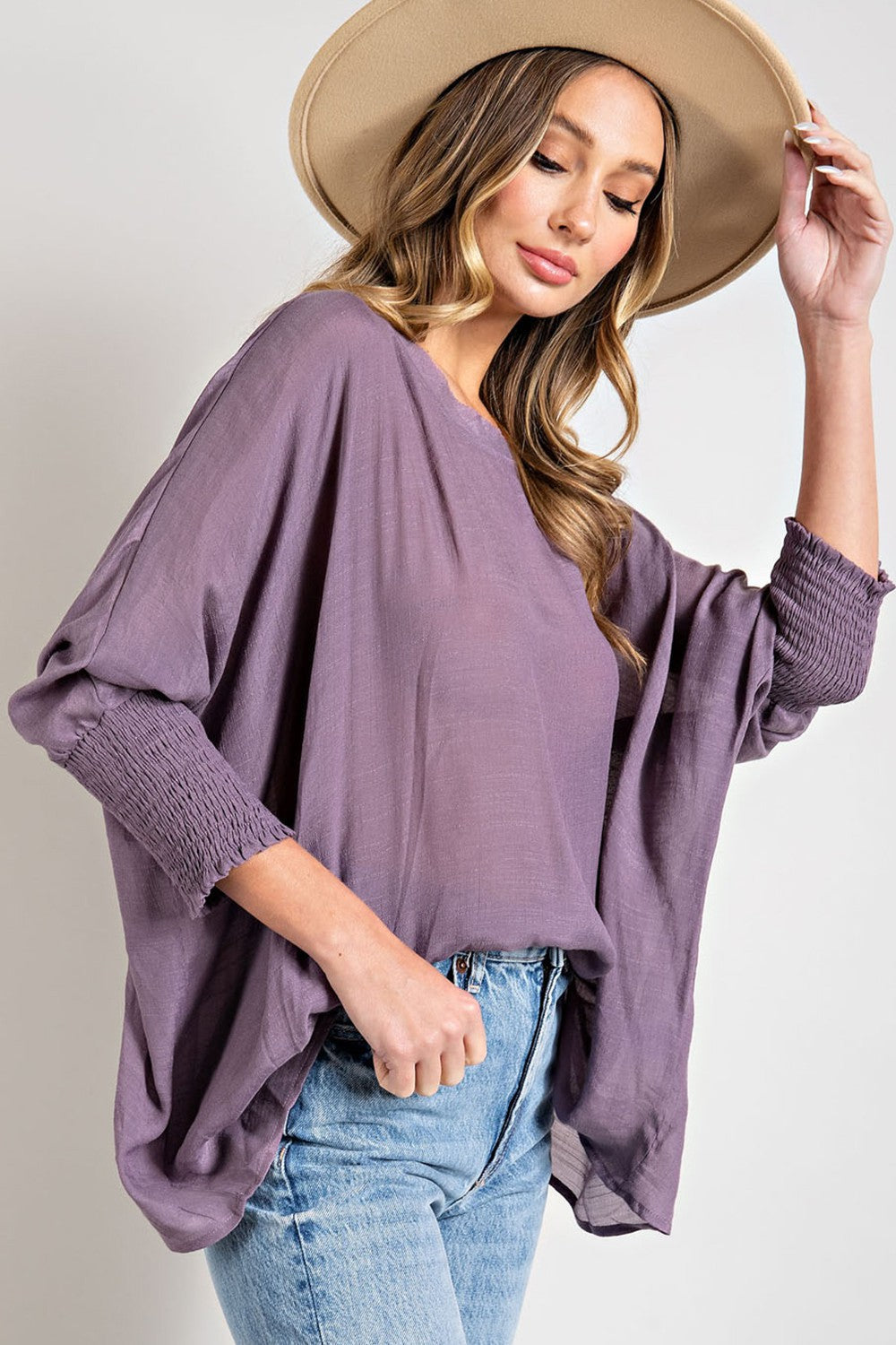 ee:some Dolman Top With Smocked Cuffs top