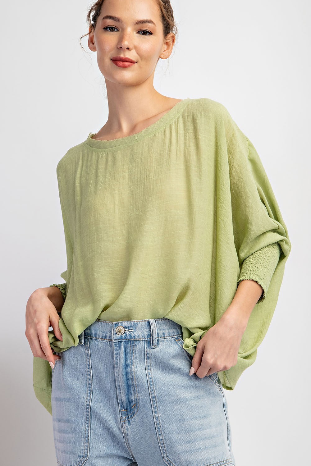 ee:some Dolman Top With Smocked Cuffs top