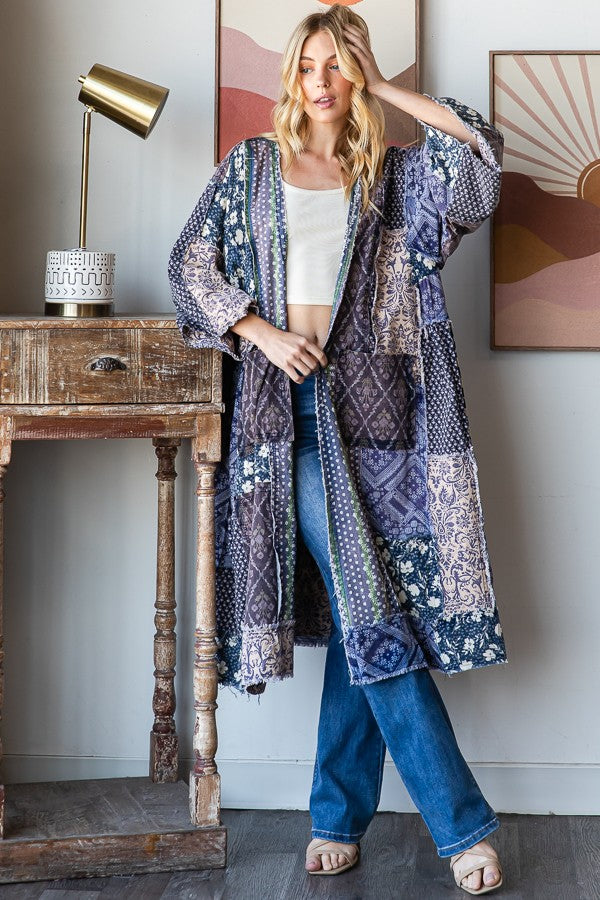 Oli & Hali Washed Mix Print Duster