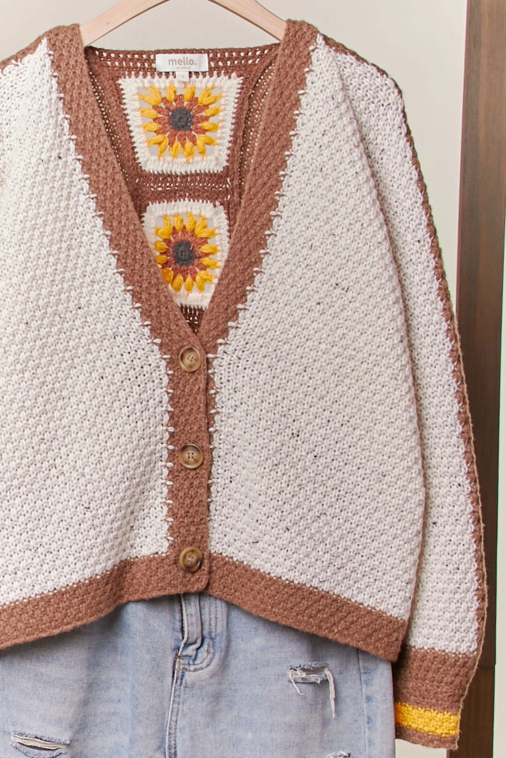 Mello Plus Size Color Block V-Neck Cardigan