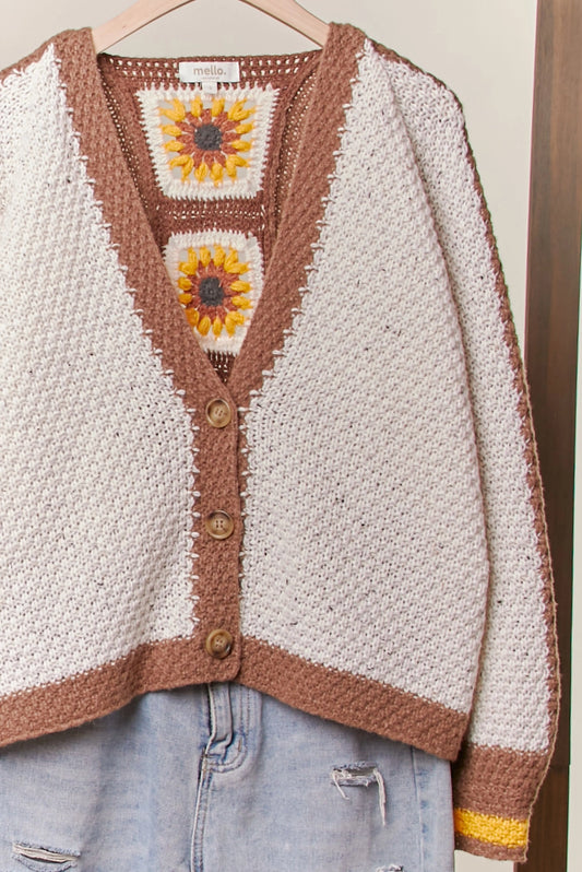 Mello Plus Size Color Block V-Neck Cardigan