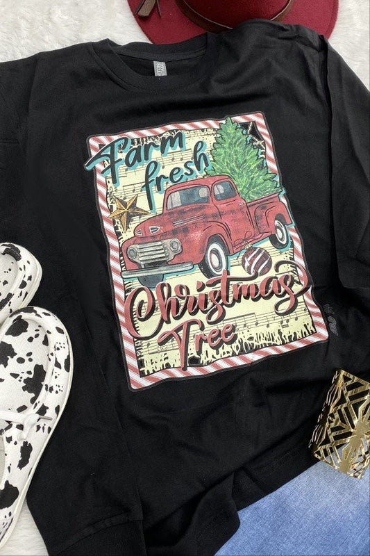 Cotton Heritage Farm Fresh Christmas Long Sleeve Tee