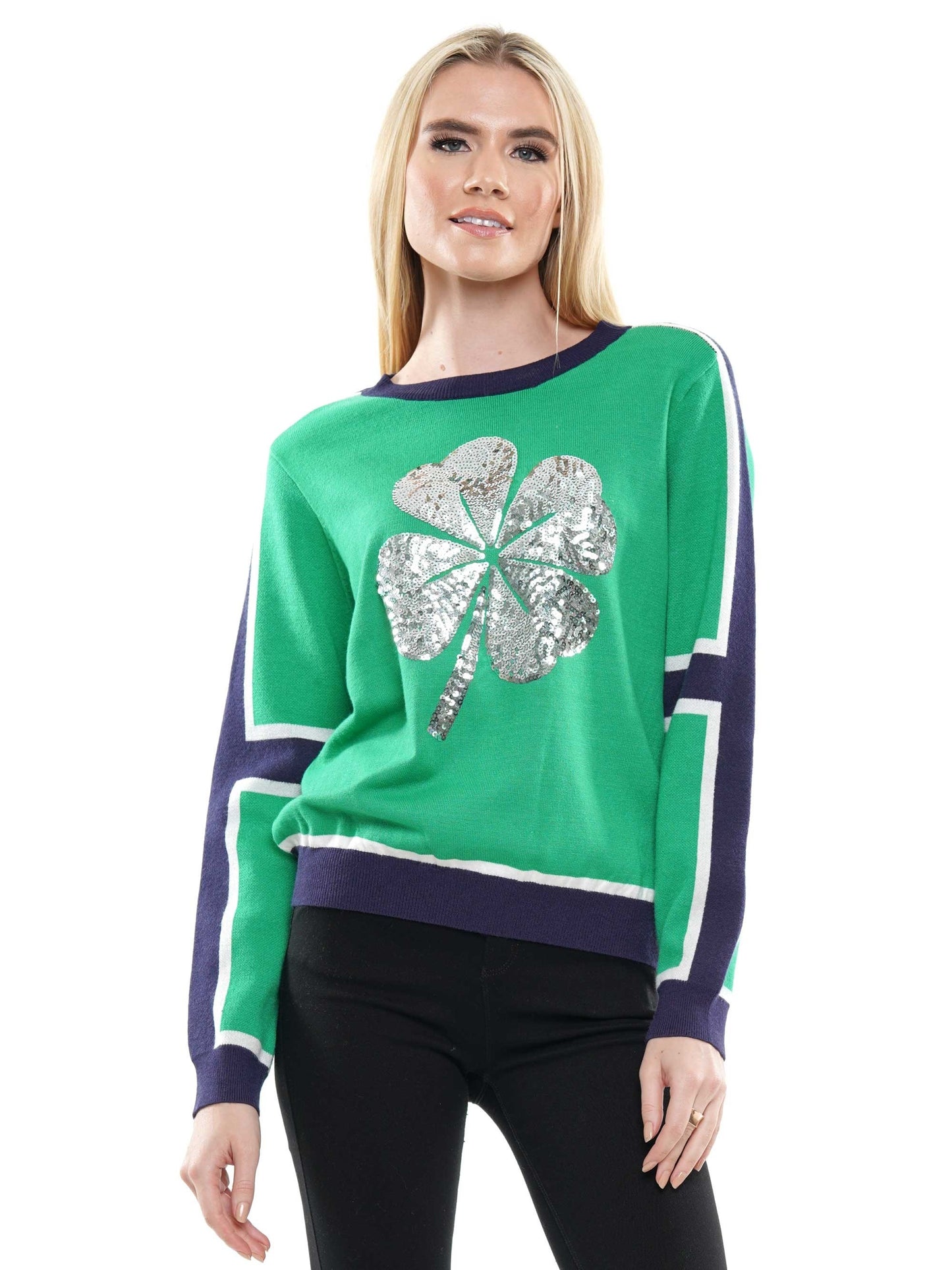 ATW Four Leaf Clover Sequin Top