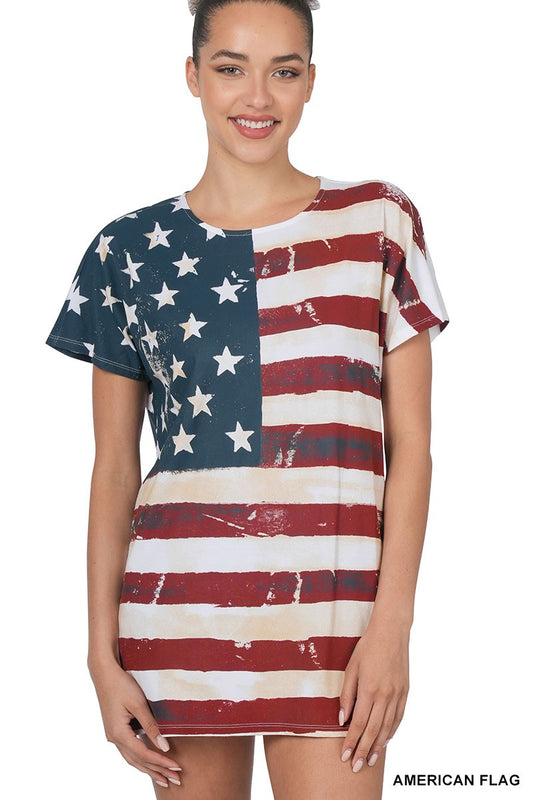 Zenana American Flag Short Sleeve Top