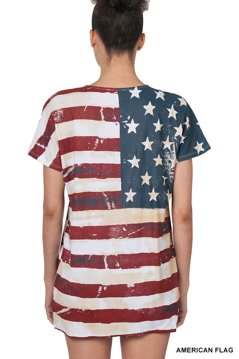 Zenana American Flag Short Sleeve Top