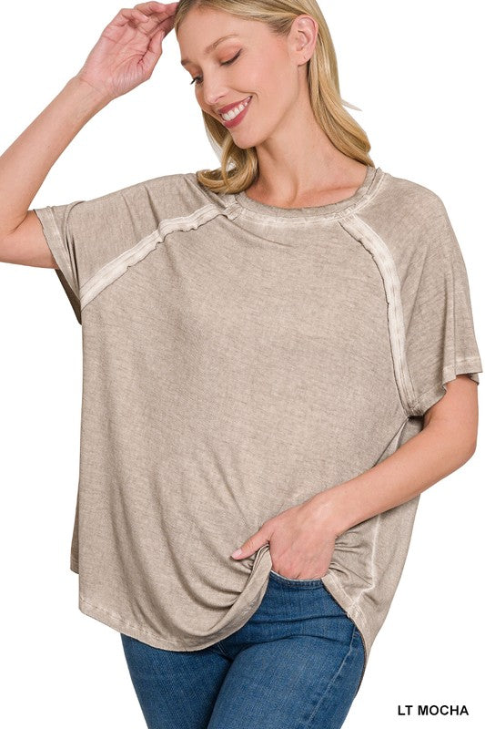 Zenana Boat Neck Raglan Short Sleeve
