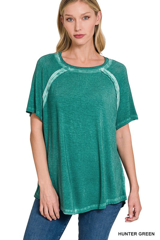 Zenana Boat Neck Raglan Short Sleeve