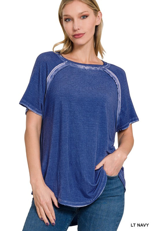 Zenana Boat Neck Raglan Short Sleeve