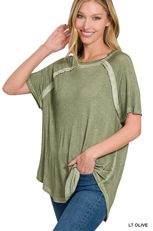 Zenana Boat Neck Raglan Short Sleeve