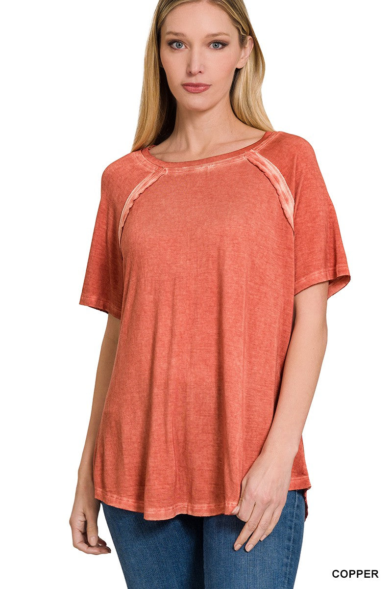Zenana Boat Neck Raglan Short Sleeve