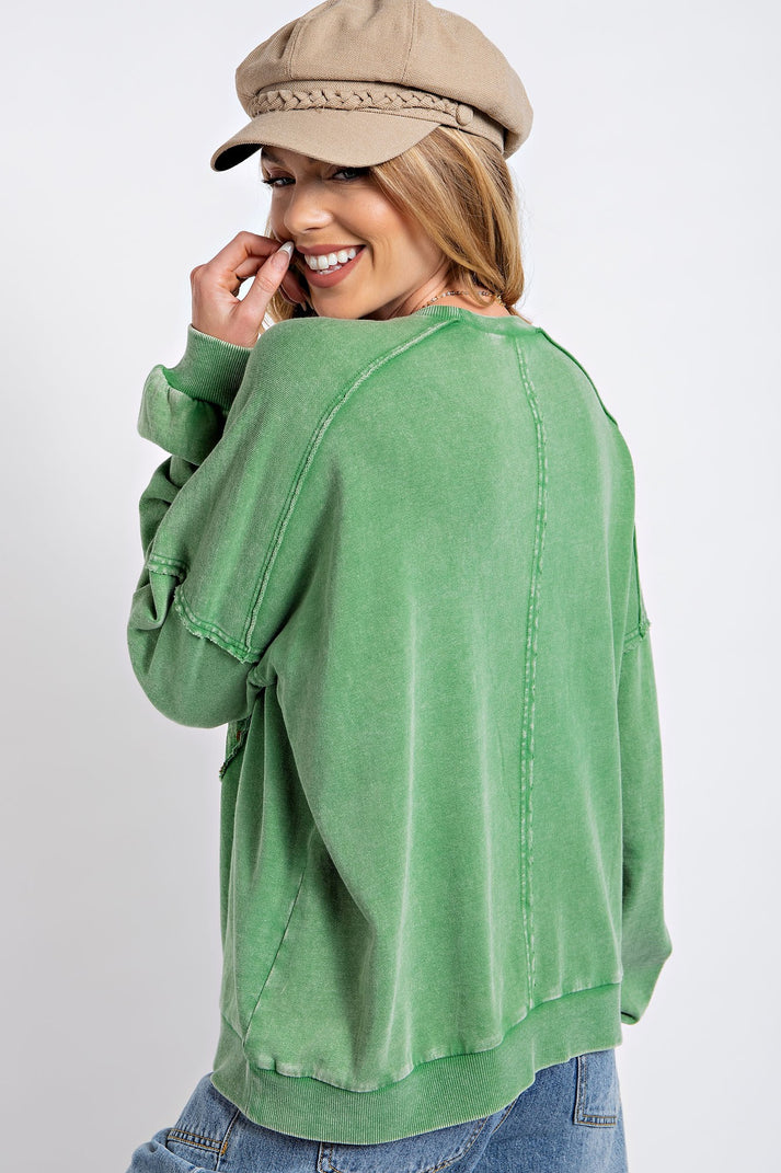 Easel Peace Sign Mineral Washed Sweatshirt The Clothing Loft Boutique