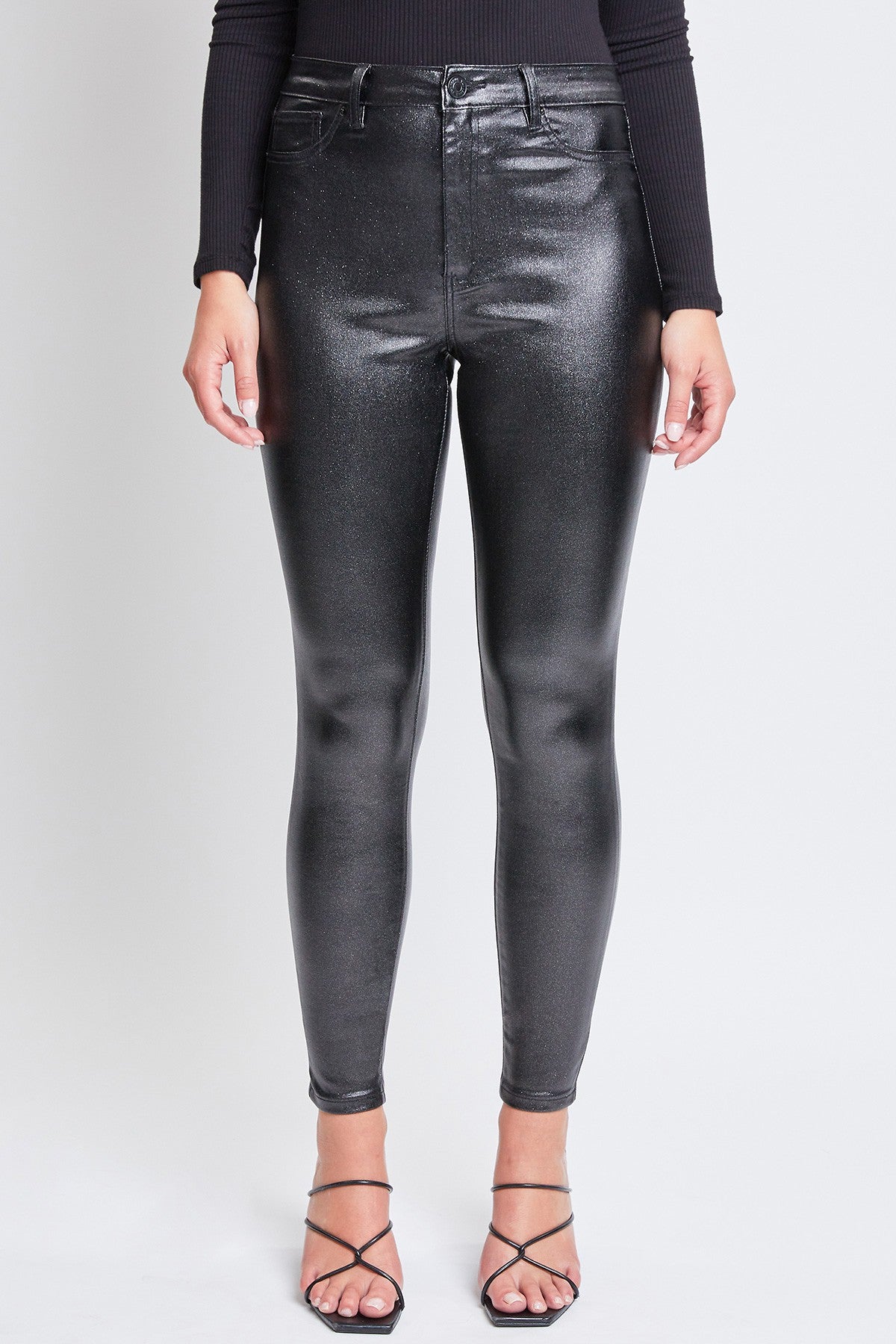 YMI Junior Plus Size High-Rise Metallic Skinny Jean