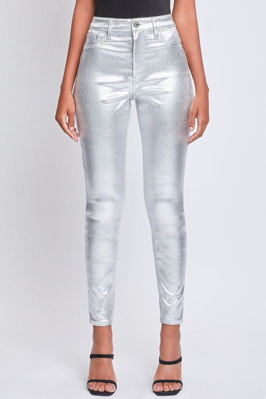 YMI Junior Plus Size High-Rise Metallic Skinny Jean