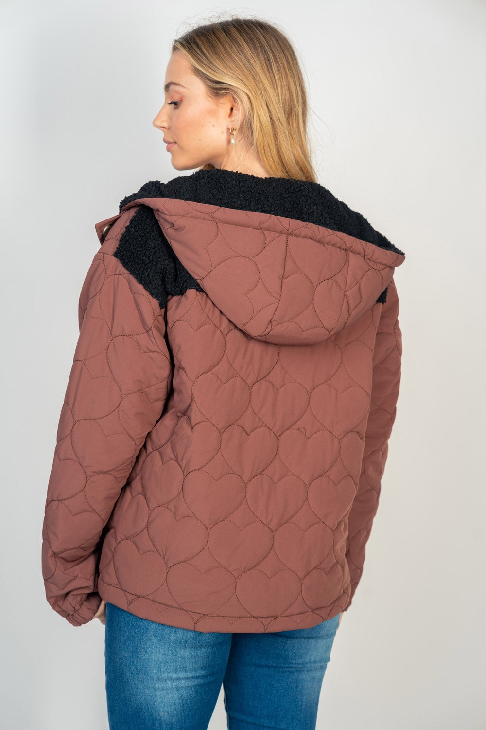 White Birch Quilted Puffer Jacket With Sherpa & Hood