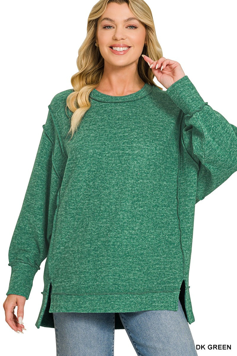Zenana Brushed Melange Hacci Oversized sweater