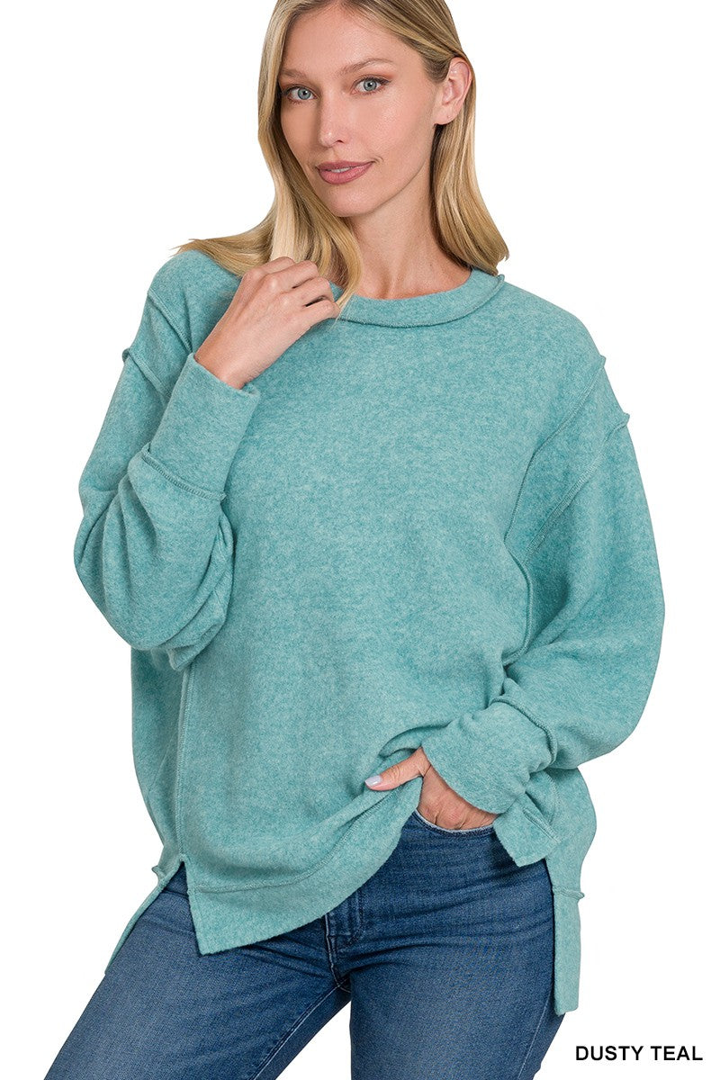 Zenana Brushed Melange Hacci Oversized Sweater