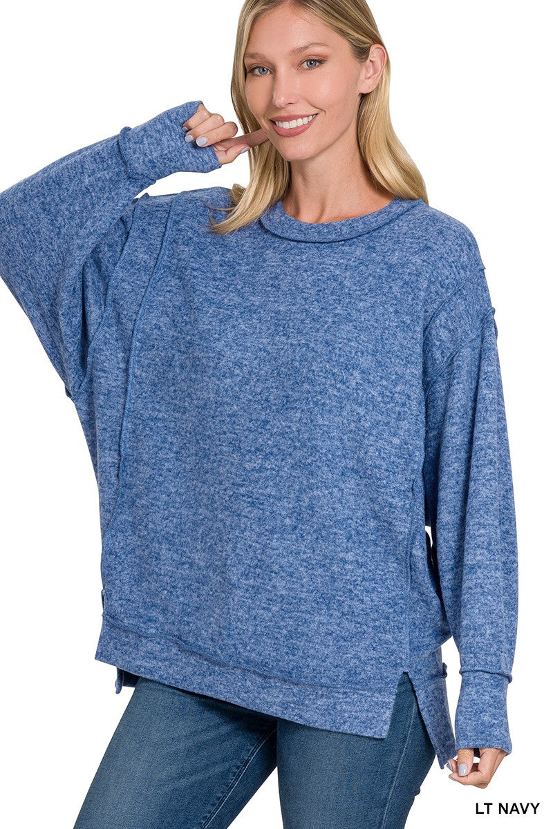 Zenana Brushed Melange Hacci Oversized Sweater