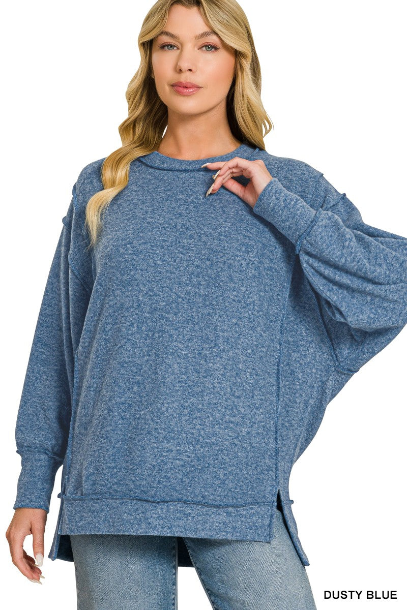 Zenana Brushed Melange Hacci Oversized sweater