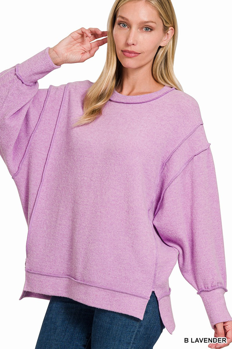 Zenana Brushed Melange Hacci Oversized Sweater