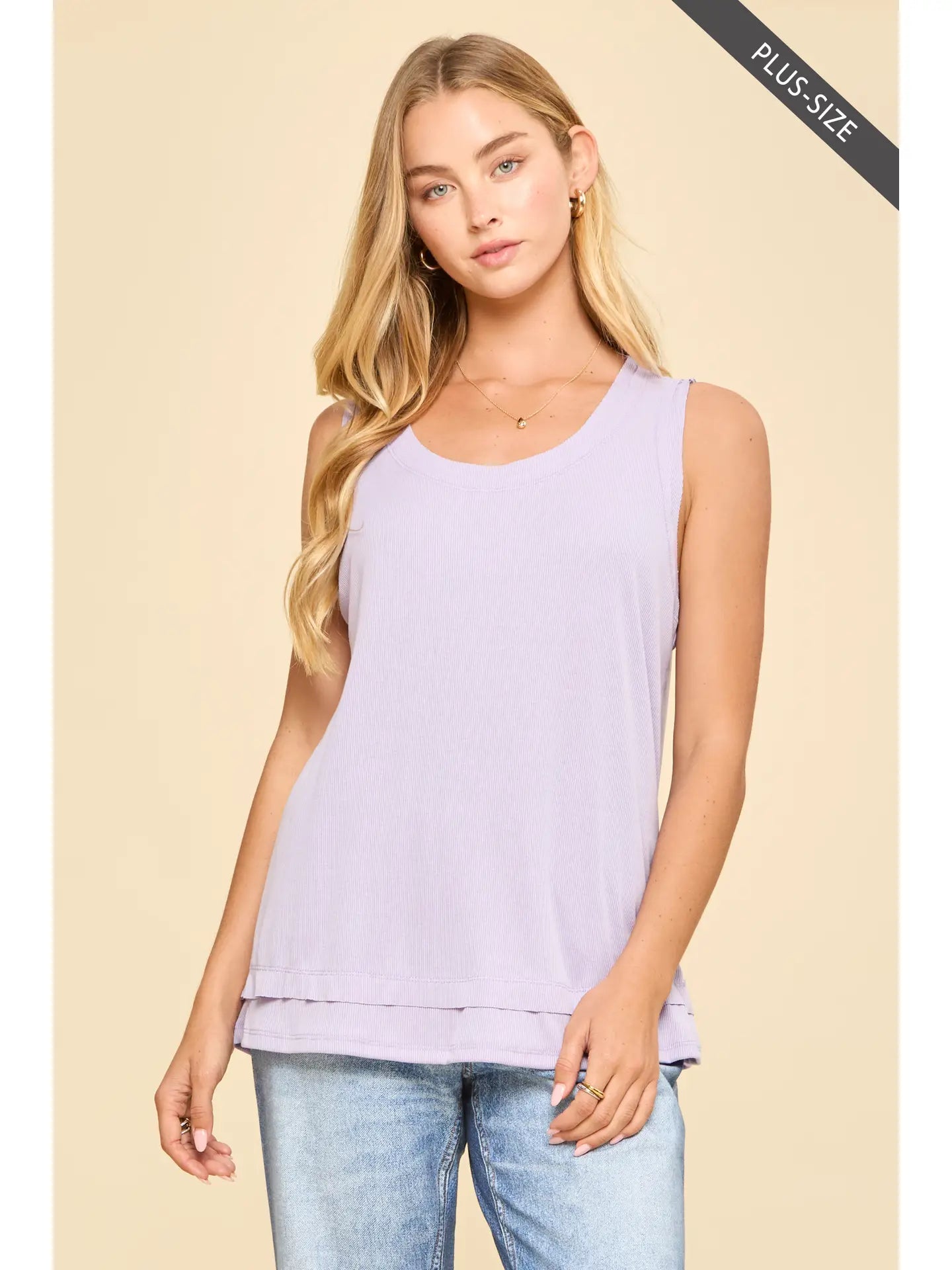 Andree By Unit  Plus Size Baby Ribbed Knit Tank Top