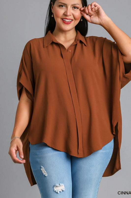 Umgee  Oversized High Low Blouse