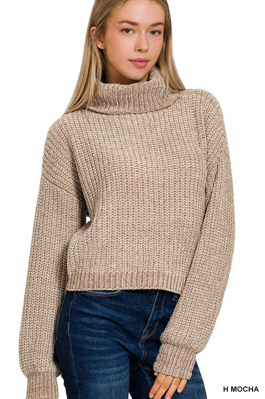 Zenana Chenille Turtleneck Sweater