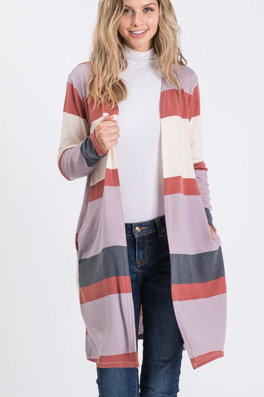 Heimish Color Block Open Cardigan