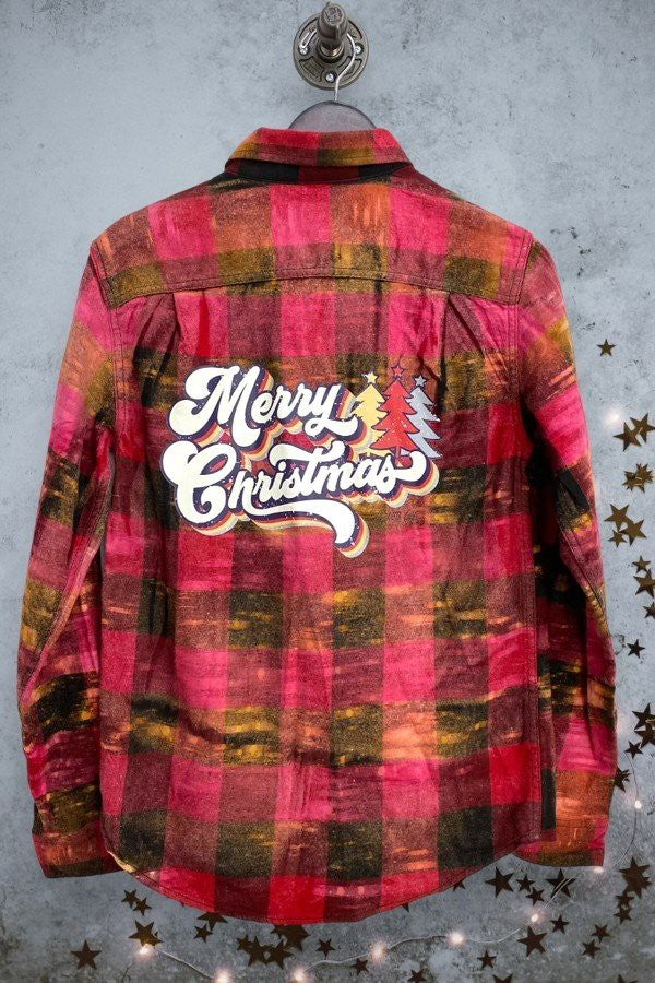 Red Plaid Merry Christmas Flannel