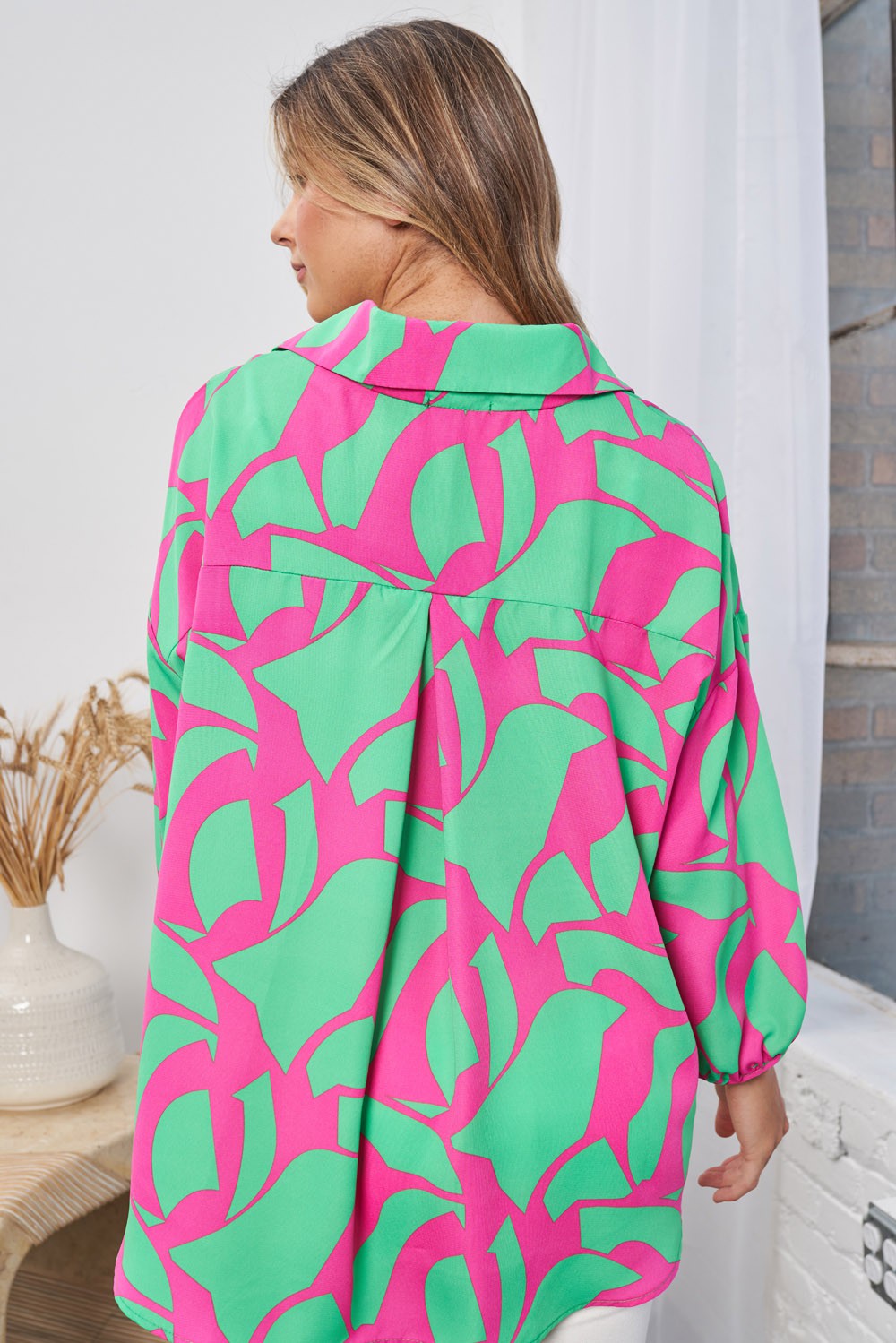 White Birch Geo Print Woven Top