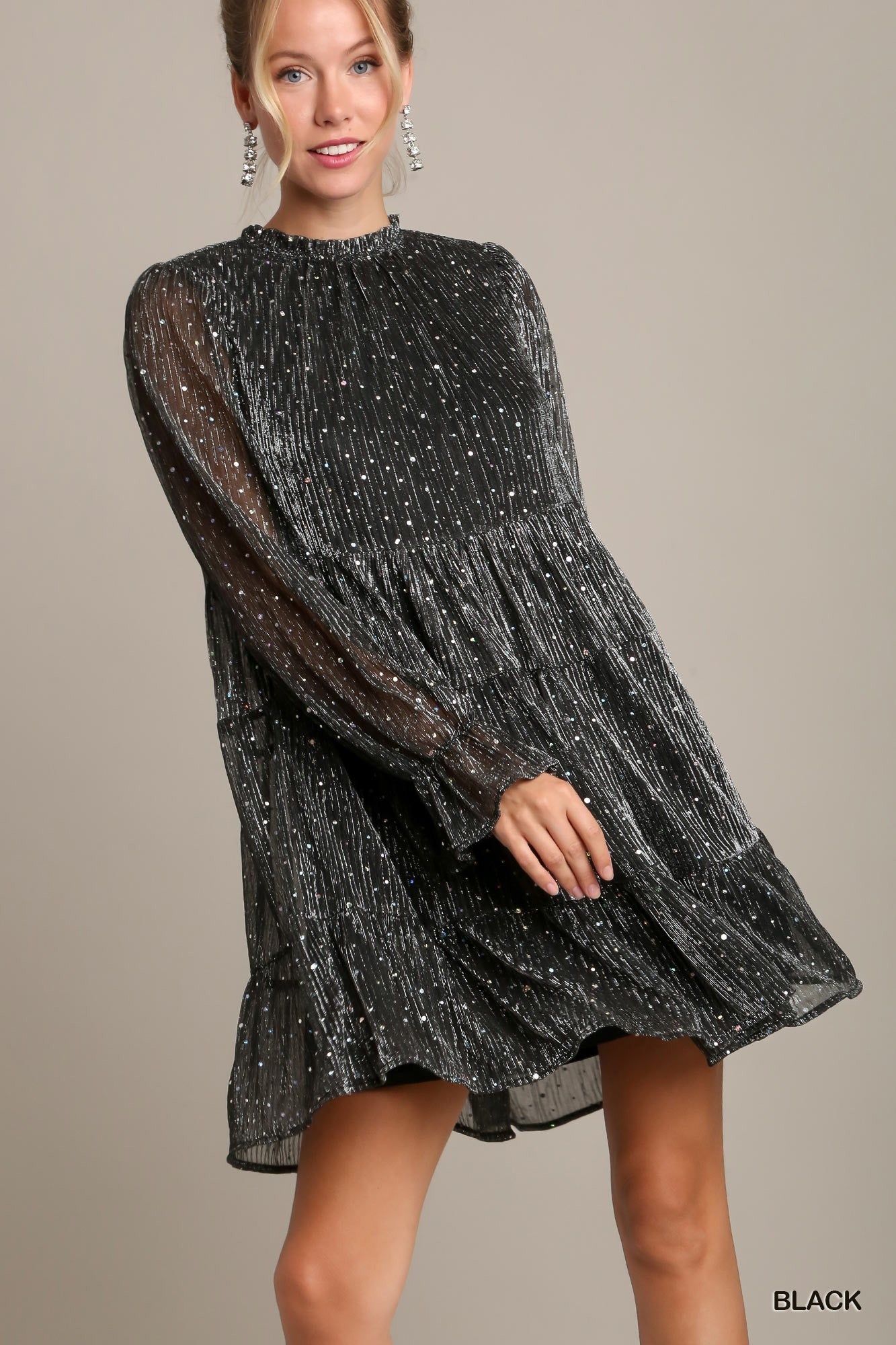 black knitted dress zara Umgee Rhinestone Embellished Tiered Metallic Mini Dress – The Clothing Loft  Boutique