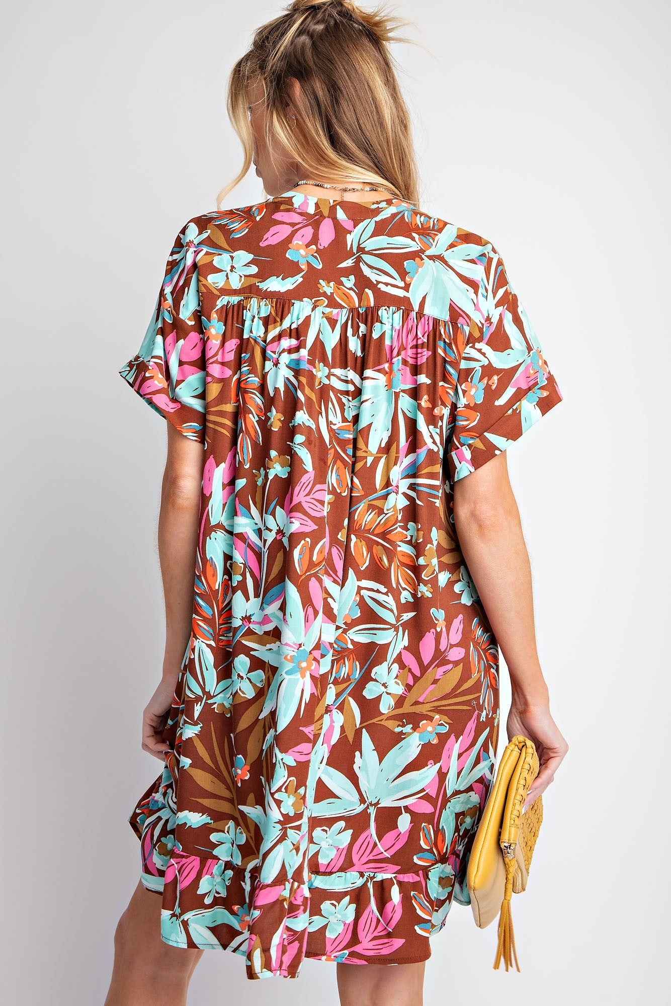 Easel Printed Rayon Challis Woven Dress