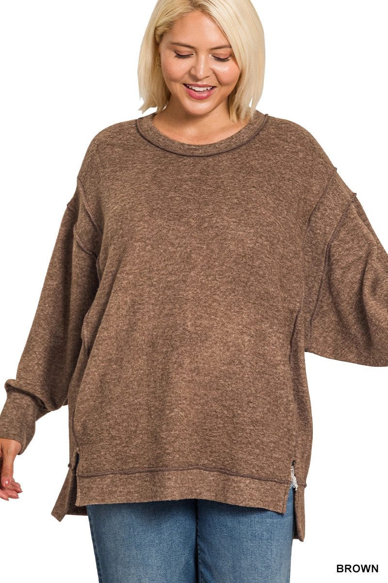 Zenana Brushed Melange Hacci Oversized sweater