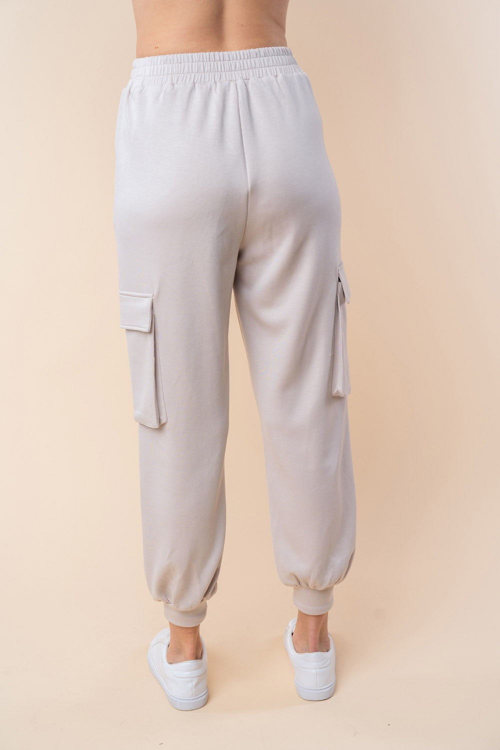 White Birch High Waisted Solid Knit Cargo Pants