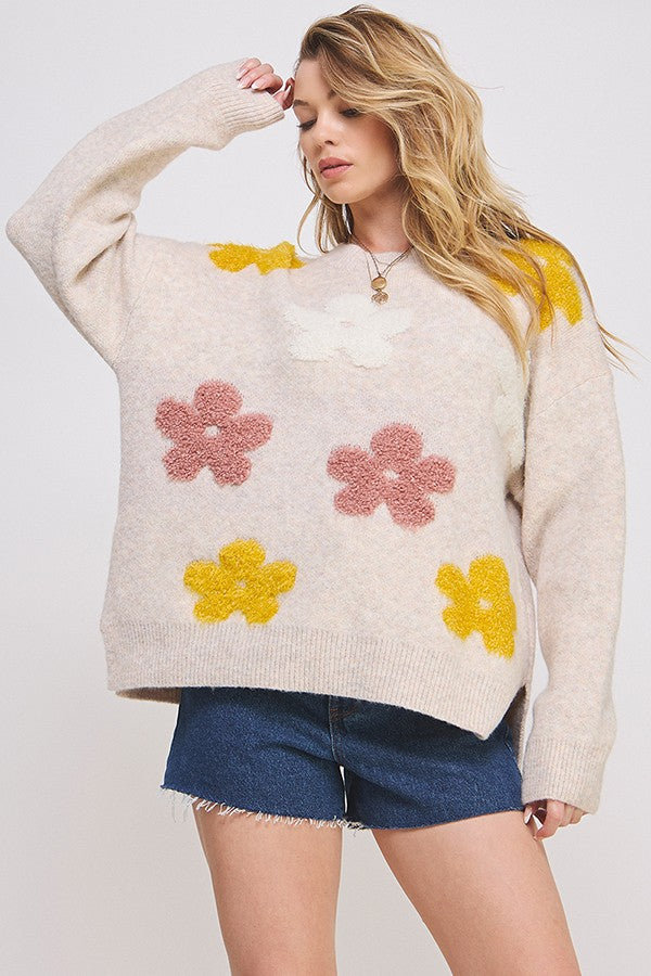 Jade By Jane Oversized Floral Sweater