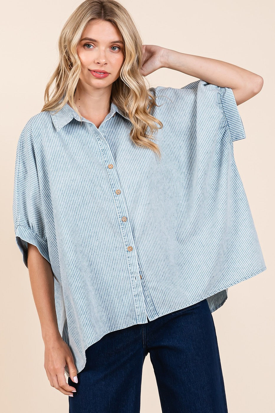 Mittoshop Striped Collared Button Down Top