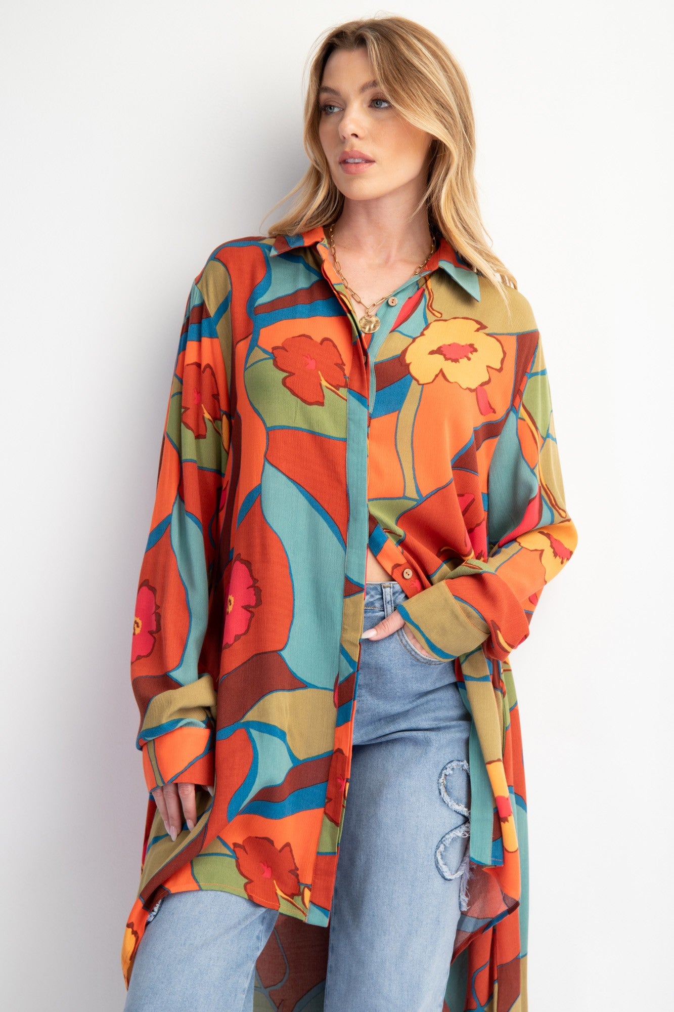 Easel Printed Rayon Duster