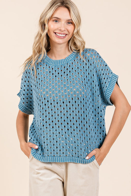 Mittoshop Crochet Open Knit Cotton Top