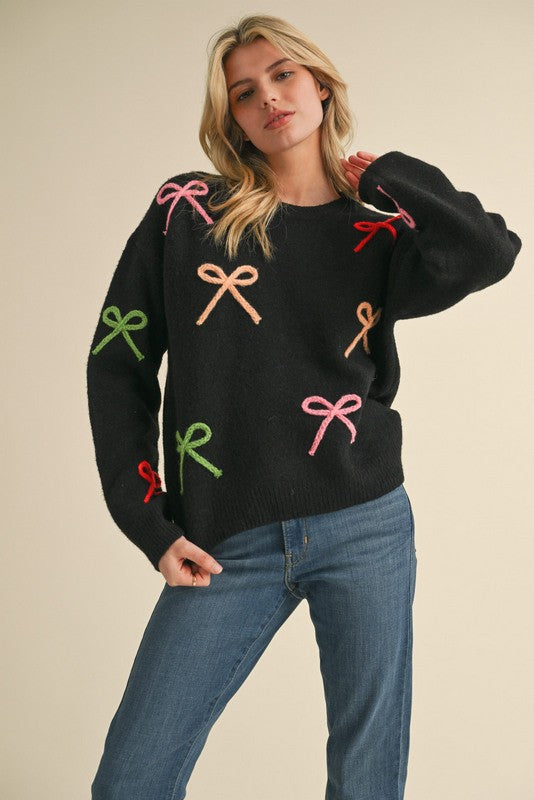 Jodifl Bow Pattern Patch Sweater