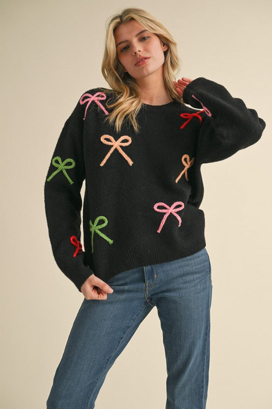 Jodifl Bow Pattern Patch Sweater