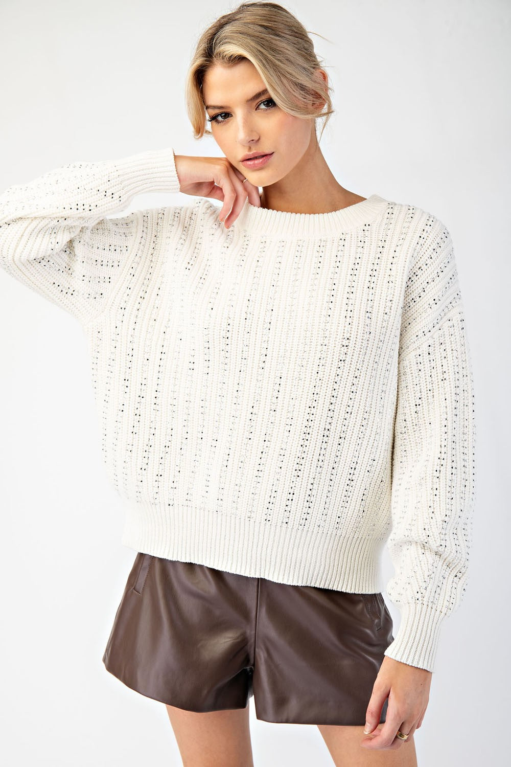 ee:some Jewel Stud Detail Sweater