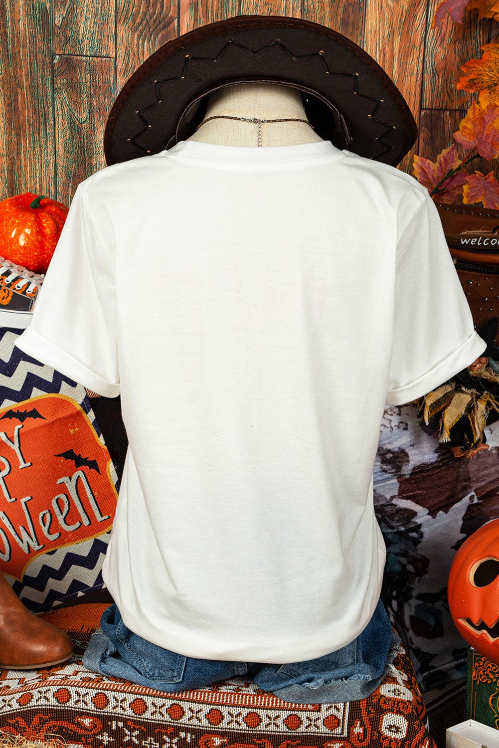 FashionWorks Bowknot Pumpkin Graphic Crewneck Tee