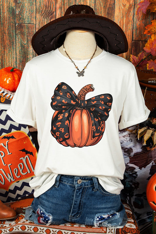 FashionWorks Bowknot Pumpkin Graphic Crewneck Tee