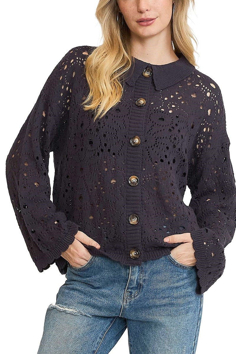 Umgee Crochet Knit Cardigan