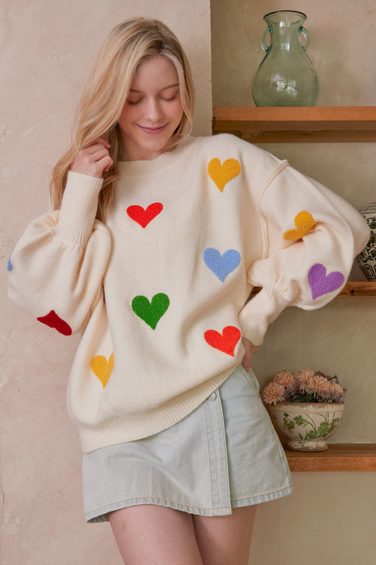 Mello Heart Shaped Patterns Front Sweater