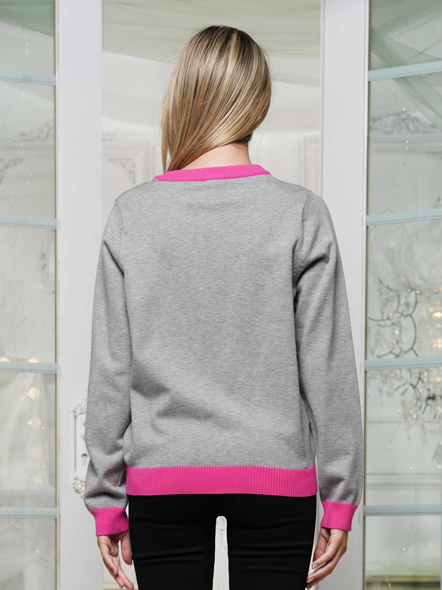 ATW Grey/Pink Shamrock Sweater