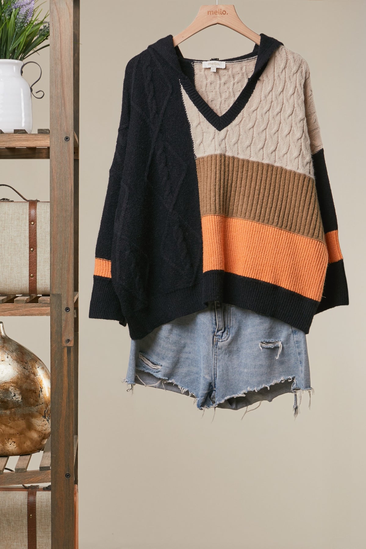Mello Colorblock Pullover Hoodie Sweater