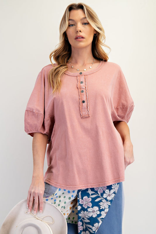 Easel Cotton Lace Knit Top